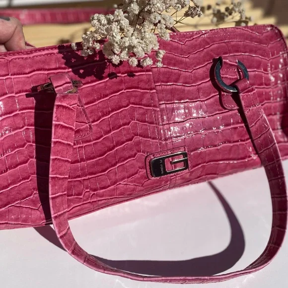 Guess | Bags | Y2k Vintage Pink Crocodile Guess Purse | Poshmark